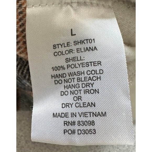 Cisono Eliana Flannel Shacket Women Large White Brown Plaid Button Up Pockets - Picture 6 of 8